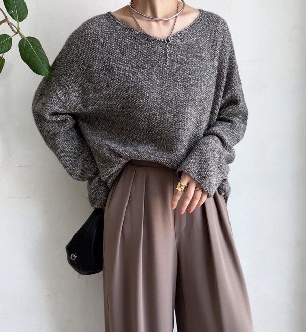  「ウールメランジ鹿の子プルオーバー」|ニット・セーター|