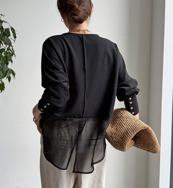  「【WEB限定】カットジョーゼットオーガンジー切替ブラウス」|シャツ・ブラウス|