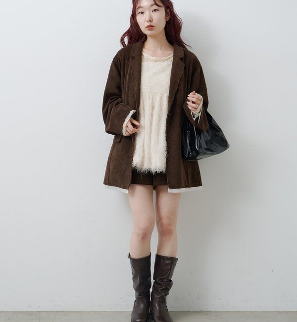  「【レザー&スエード/インソール】ルーズエンジニアブーツ」|ロングブーツ|