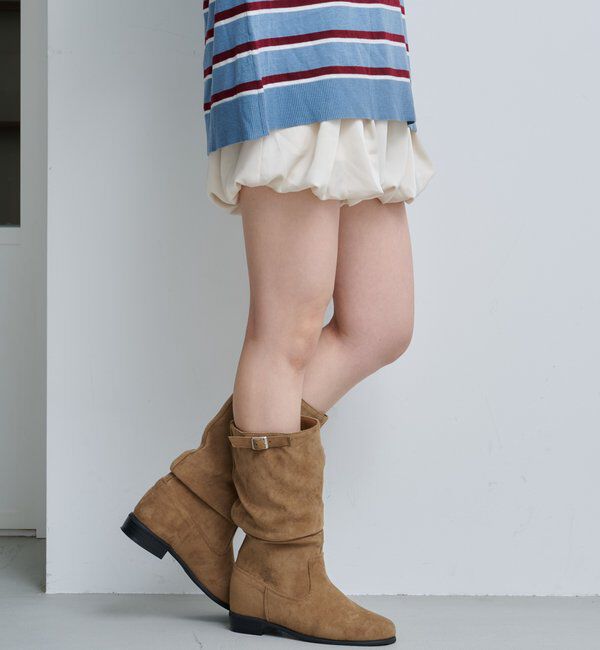  「【レザー&スエード/インソール】ルーズエンジニアブーツ」|ロングブーツ|