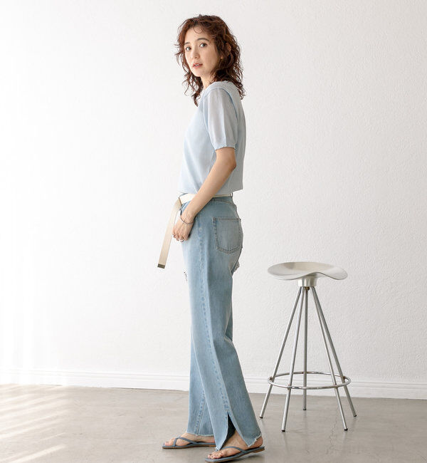  「【全骨格美脚見え！】slit DENIM」|デニム|