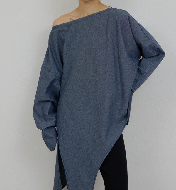  「【PEAS】【手洗い可】アシメシャンブレーシャツ」|シャツ・ブラウス|