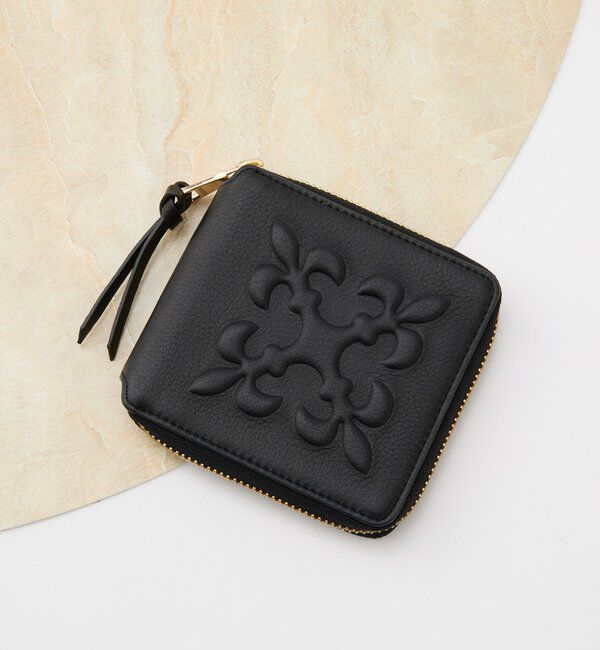  「エンボスモノグラムラウンドウォレット」|財布|ブラック