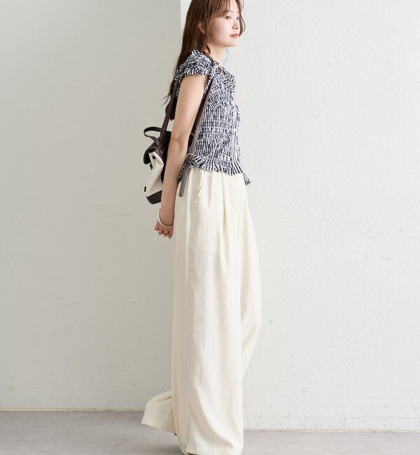  「【オールシーズン対応/WEB限定アイボリー】フリルイージーパンツ」|チノ|