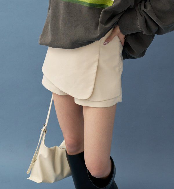  「ラップレイヤードミニスカパン	」|チノ|アイボリー