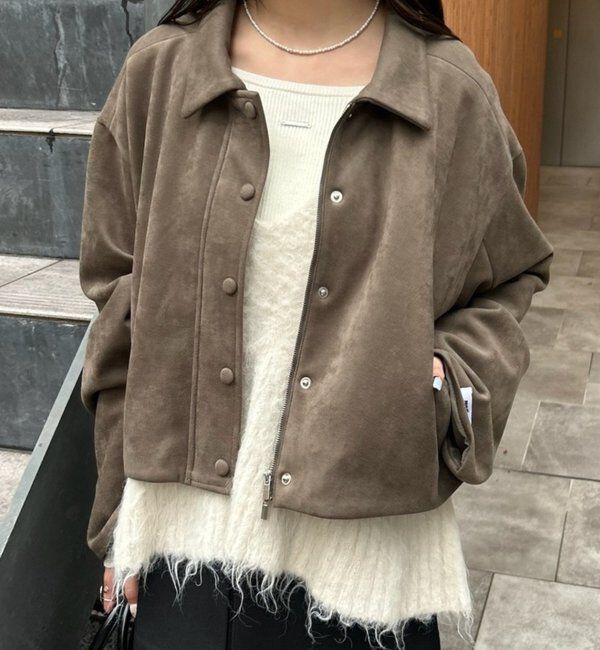  「フェイクスウェードショートブルゾン」|その他|オリーブ