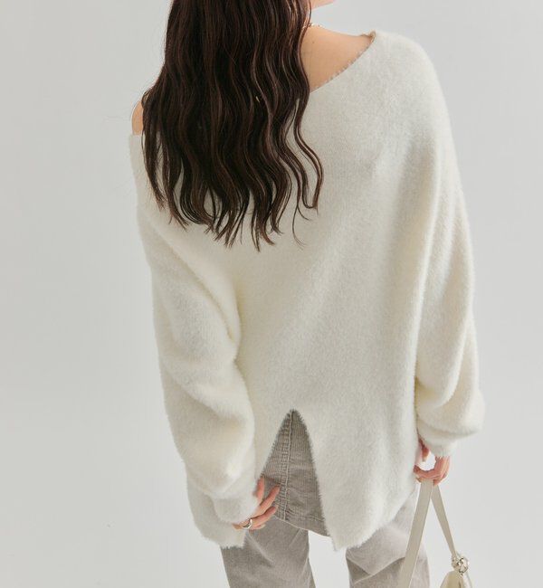  「ミンクライクワイドネックニット」|ニット・セーター|