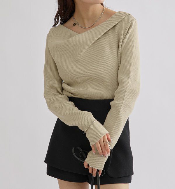  「オフショルリブニット」|ニット・セーター|