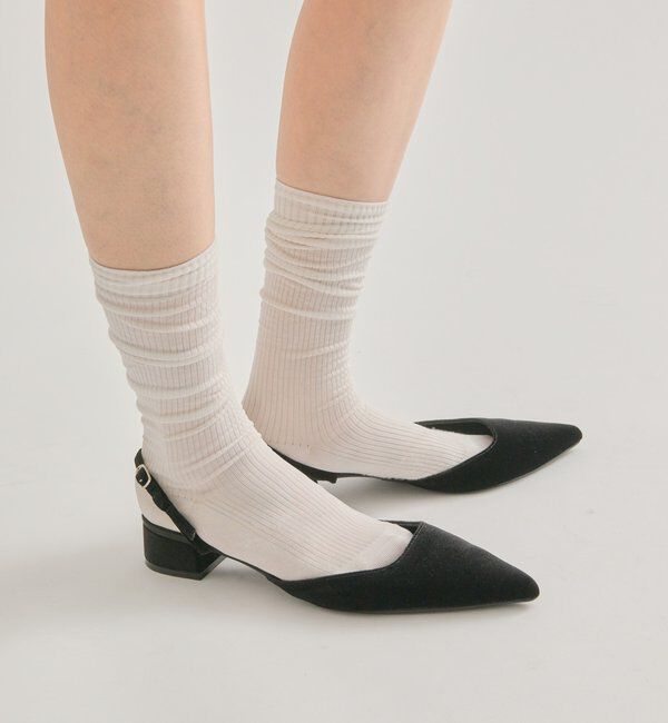  「ポインテッドトゥ ベロアパンプス」|パンプス|