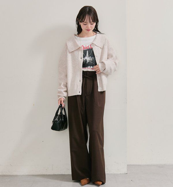  「襟付きプレートニットカーディガン」|カーディガン|