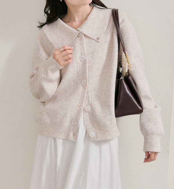  「襟付きプレートニットカーディガン」|カーディガン|