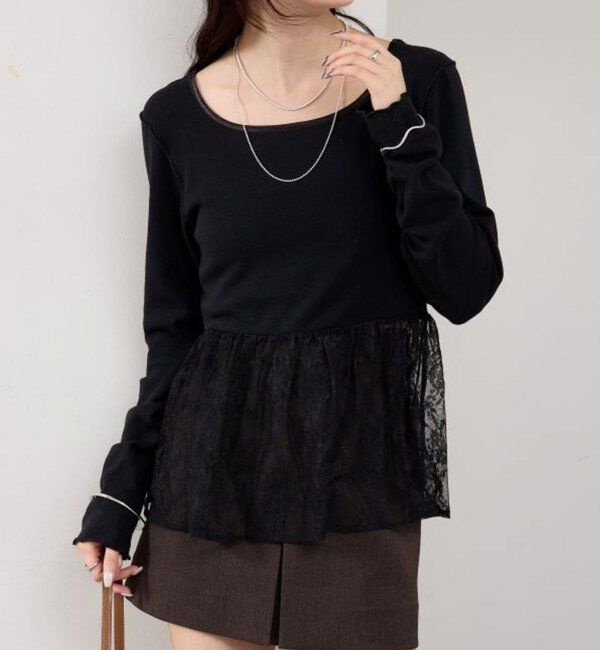  「レースドッキングロンT」|Tシャツ・カットソー|