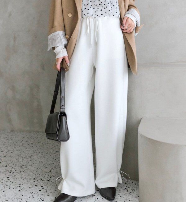  「裾ドロストスウェットパンツ」|チノ|オフホワイト