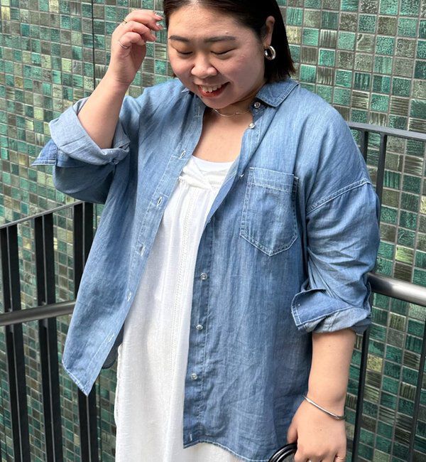  「【@_shirabe.s_コラボ】シアーデニムタックシャツ」|シャツ・ブラウス|
