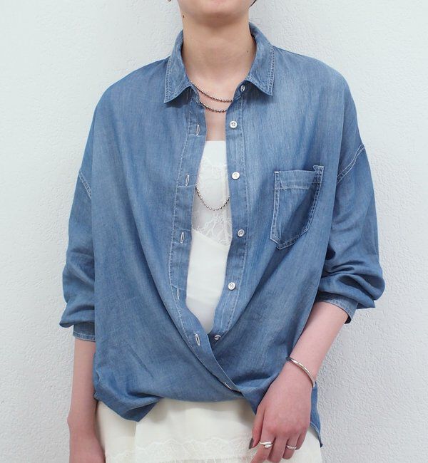  「【@_shirabe.s_コラボ】シアーデニムタックシャツ」|シャツ・ブラウス|