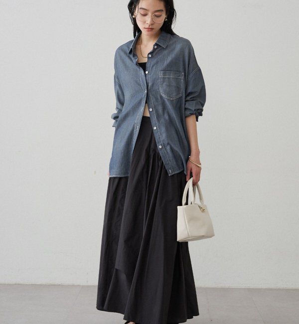  「【@_shirabe.s_コラボ】シアーデニムタックシャツ」|シャツ・ブラウス|