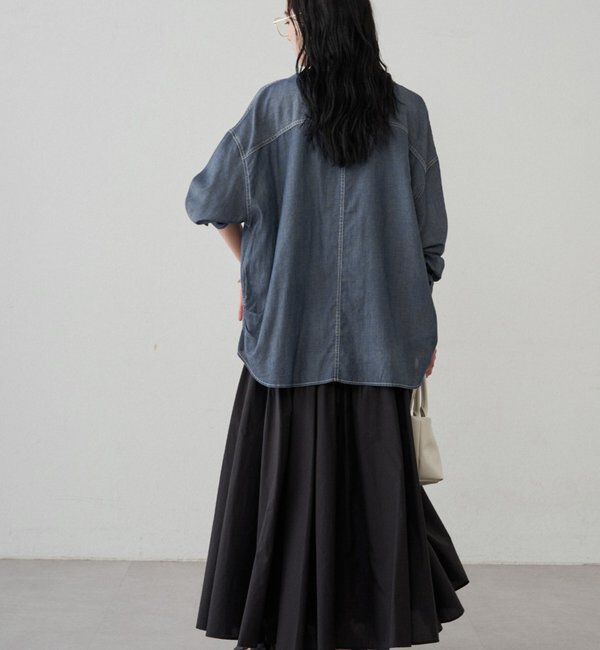  「【@_shirabe.s_コラボ】シアーデニムタックシャツ」|シャツ・ブラウス|