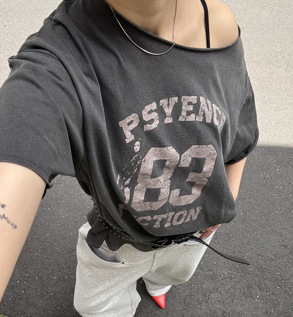  「【新色追加】エリオットオフショルTEE」|Tシャツ・カットソー|チャコールグレー