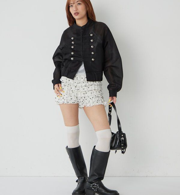  「レースショートパンツ(無地/ドット/チェック/レオパード)」|チノ|