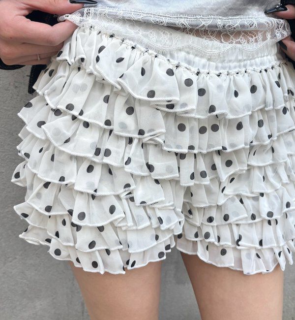  「レースショートパンツ(無地/ドット/チェック/レオパード)」|チノ|