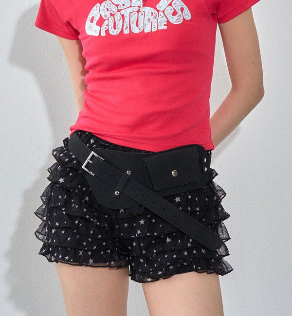  「レースショートパンツ(無地/ドット/チェック/レオパード)」|チノ|