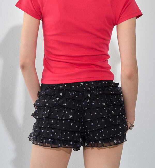  「レースショートパンツ(無地/ドット/チェック/レオパード)」|チノ|