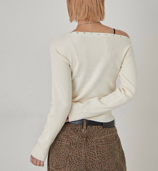  「スタッズワンオフショルニット」|ニット・セーター|