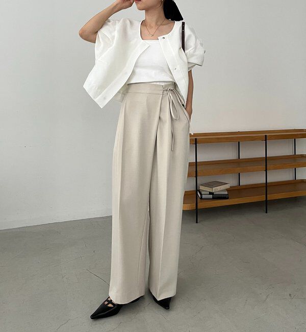  「【待望の追加決定！/新色ブラウン】ラップリボンパンツ」|チノ|