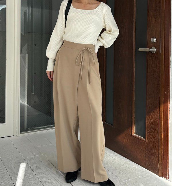  「【待望の追加決定！/新色ブラウン】ラップリボンパンツ」|チノ|