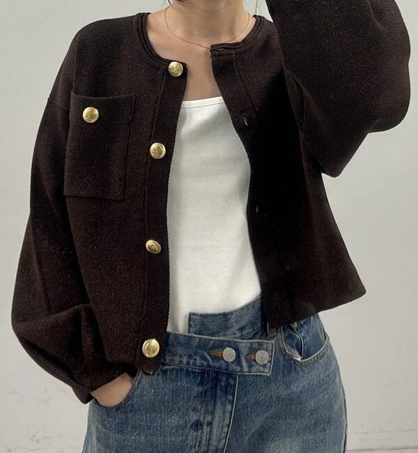  「ラメニットカーディガン」|カーディガン|