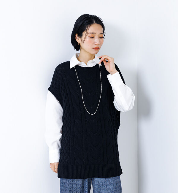 collex「コットンケーブル柄ベスト」|ベスト・ジレ|