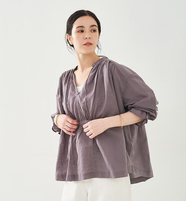 collex「リネンコットンギャザーブラウス」|シャツ・ブラウス|