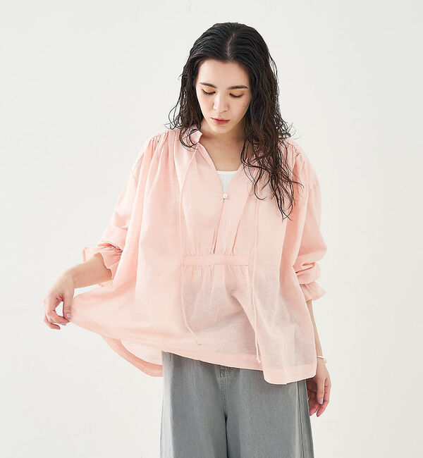 collex「リネンコットンギャザーブラウス」|シャツ・ブラウス|