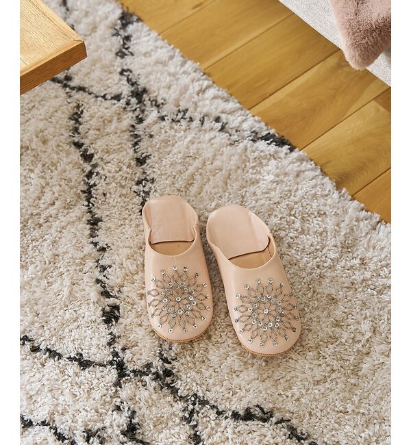 collex「ビーズバブーシュ 羊革 モロッコ製 スリッパ ルームシューズ 室内履き」|本・CD・DVD|ベージュ