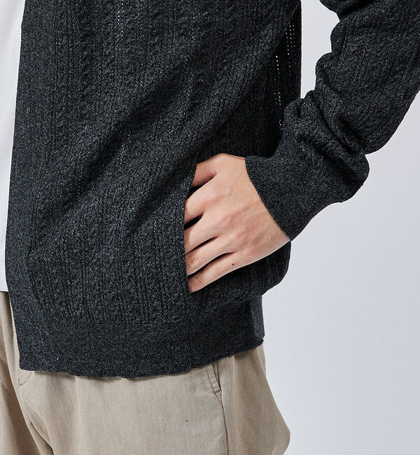 ABAHOUSE「【レース編み】ボタンレスカーディガン/ シアーカーディガン」|カーディガン|