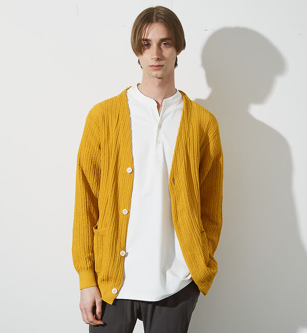 ABAHOUSE「【メッシュニット】ドライタッチ 比翼 カーディガン / シアーカーディガン」|カーディガン|