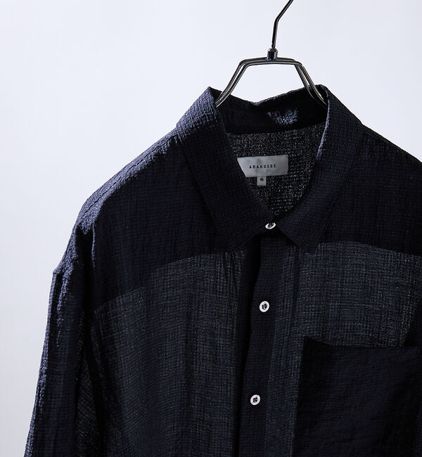 ABAHOUSE「スーパーシアー ラメドビー 半袖シャツ / オーバーサイズ」|シャツ・ブラウス|ブラック