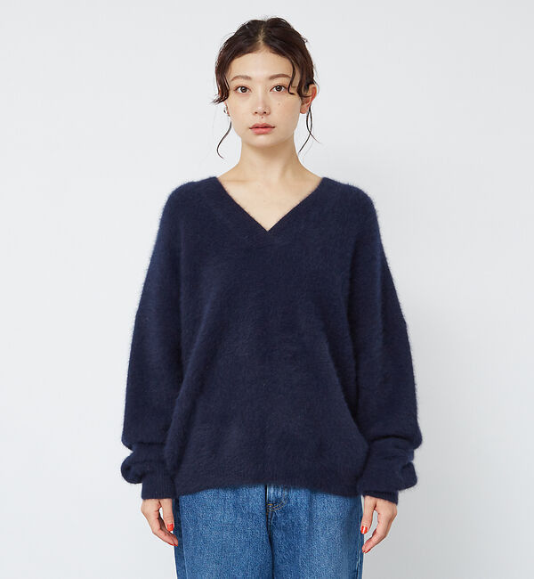 Rouge vif「フォックスウールVネックラウンドヘムニットプルオーバー」|ニット・セーター|