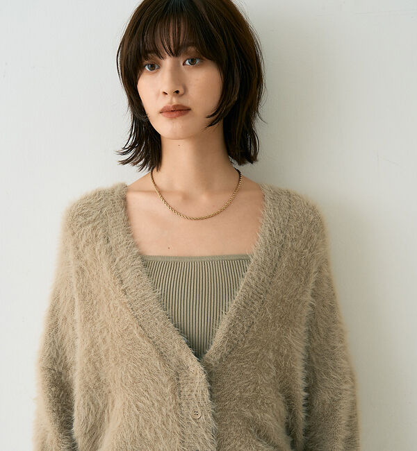 Rouge vif「【2点セット】ファーニットカーデ&times;リブニットキャミ アンサンブル」|カーディガン|