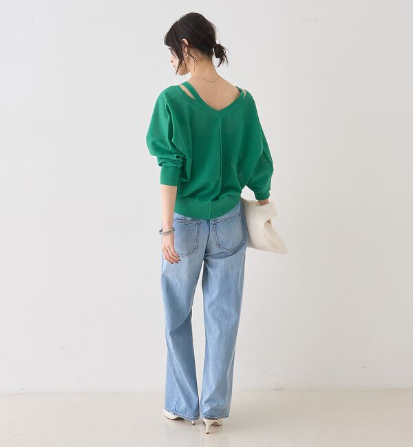 Rouge vif「ネックスリットVネックシアーカーディガン/ニット」|カーディガン|