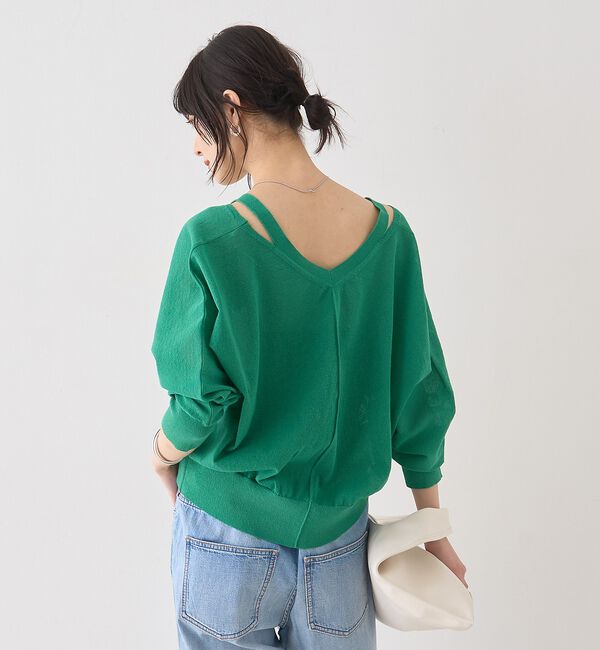 Rouge vif「ネックスリットVネックシアーカーディガン/ニット」|カーディガン|