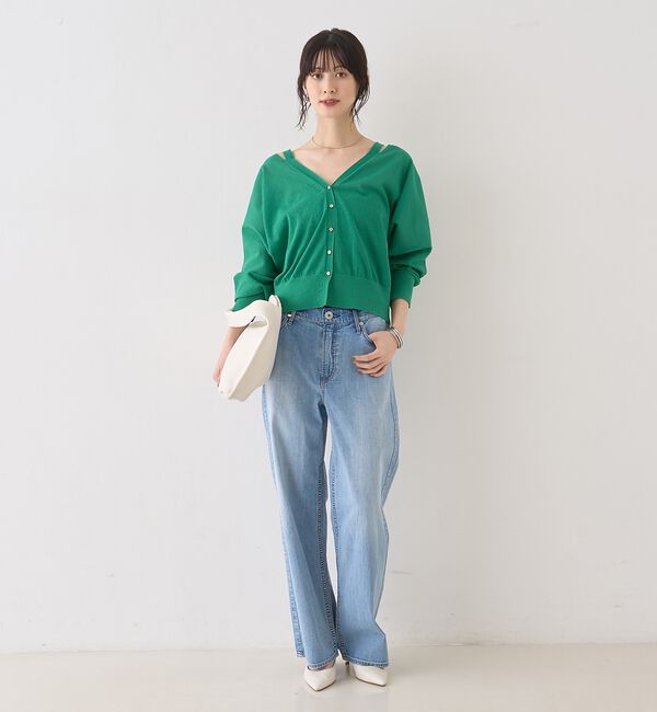 Rouge vif「ネックスリットVネックシアーカーディガン/ニット」|カーディガン|