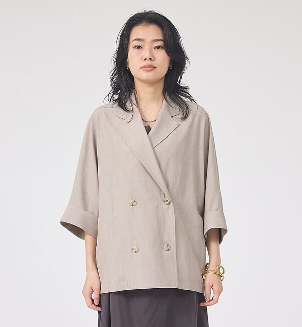 Rouge vif「【ロングセラー】【2026SS新作】麻混ハーフ袖ドルマンジャケット【予約】」|テーラードジャケット|