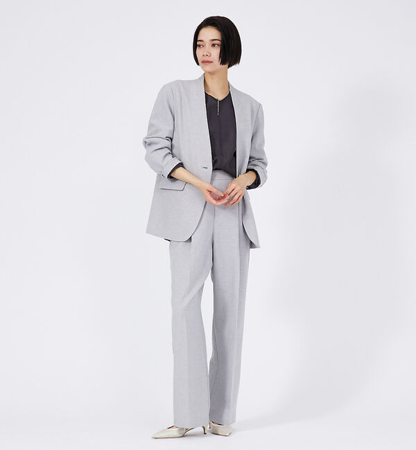 qualite「【セットアップ対応】クリスピーリネンジャケット」|ノーカラージャケット|