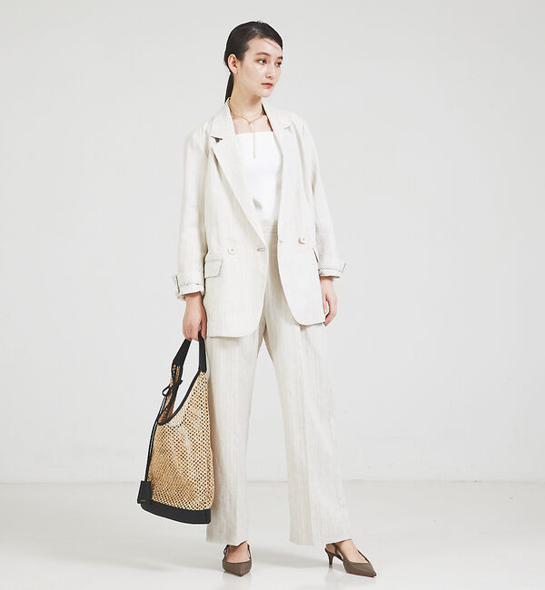 qualite「【セットアップ対応】ランダムヘリンボーンリネンジャケット」|テーラードジャケット|