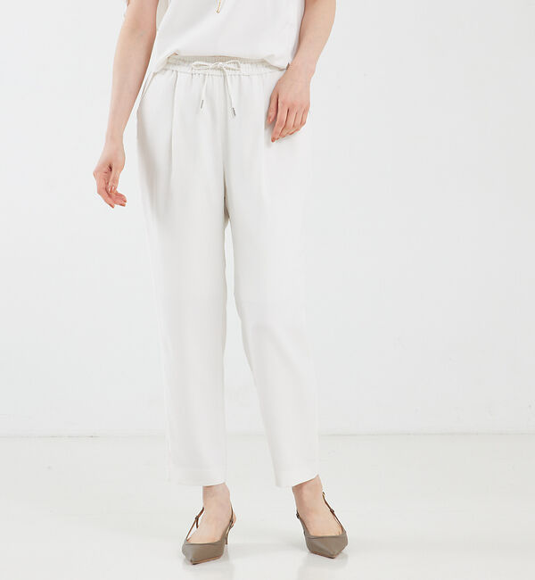 qualite「【セットアップ対応】バックサテンジョーゼットパンツ」|その他|オフホワイト