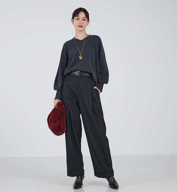 qualite「ウールグアイウールVネックニット」|ニット・セーター|