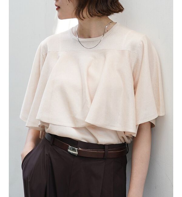 qualite「シャイニーフレアニット」|ニット・セーター|ライトベージュ