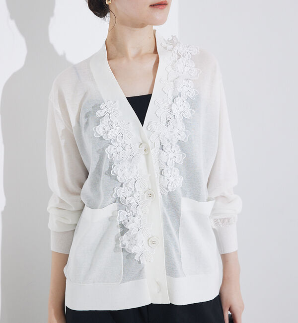 qualite「boussole&times;qualite　フラワーエンブロカーディガン」|カーディガン|