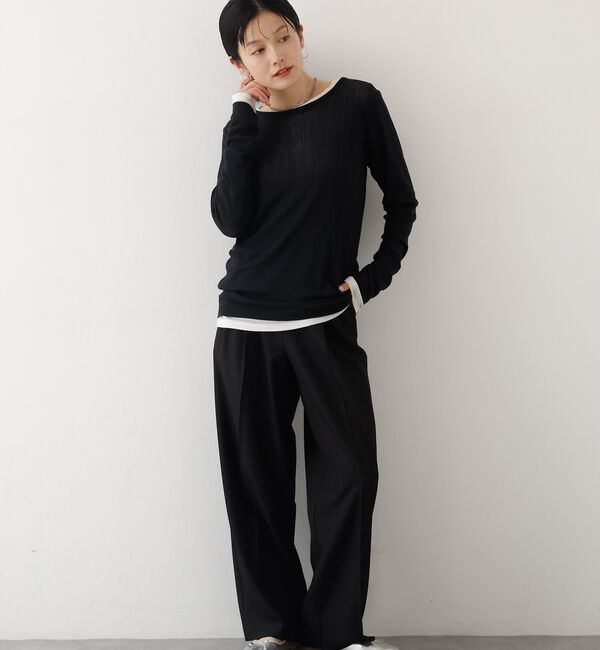 abahouse mavie「【後ろウエストゴム】タックワイドスラックス　m_01/シーズンレス/メンズライク」|その他|